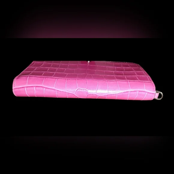 Kate Spade Pink Croc Embossed Bifold Wallet - Picture 3 of 9